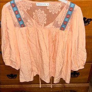 Rustydusty Peach Embroidered Blouse